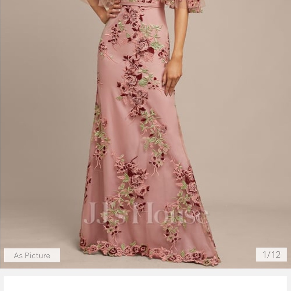 JJs House Blush Floral Embroidered Wedding Dress